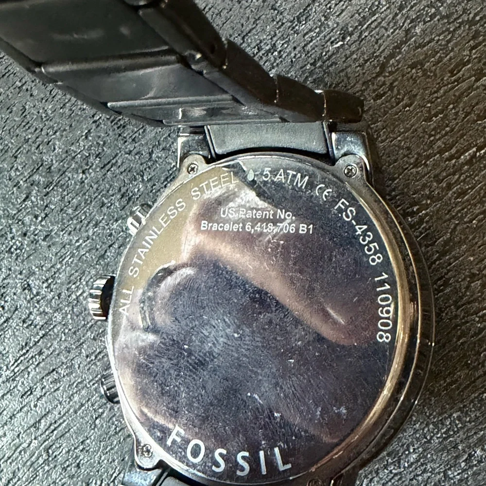 Fossil Black and Silver Men's 47mm Watch